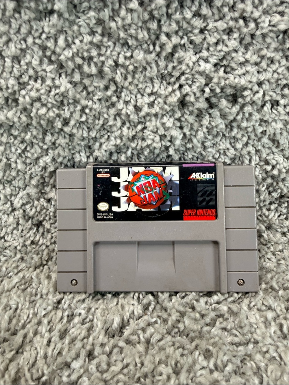 NBA Jam Super Nintendo Gray Game Cartridge